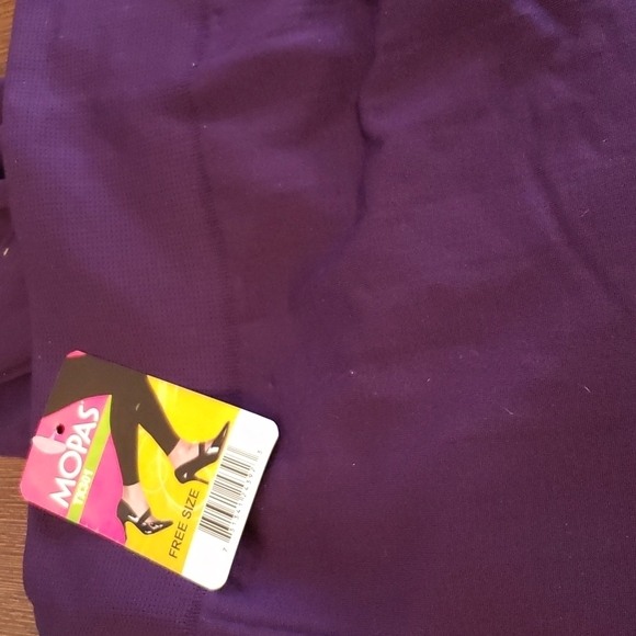 MOPAS Leggings - Seamless Fur Lined Fleece Winter Leggings in Dark Purple OSFM - Picture 4 of 6